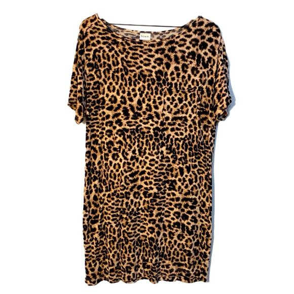 SOMA Animal Nightgown Women’s Small Brown Black Neutral Scoop Neck Pocket. - Picture 1 of 9